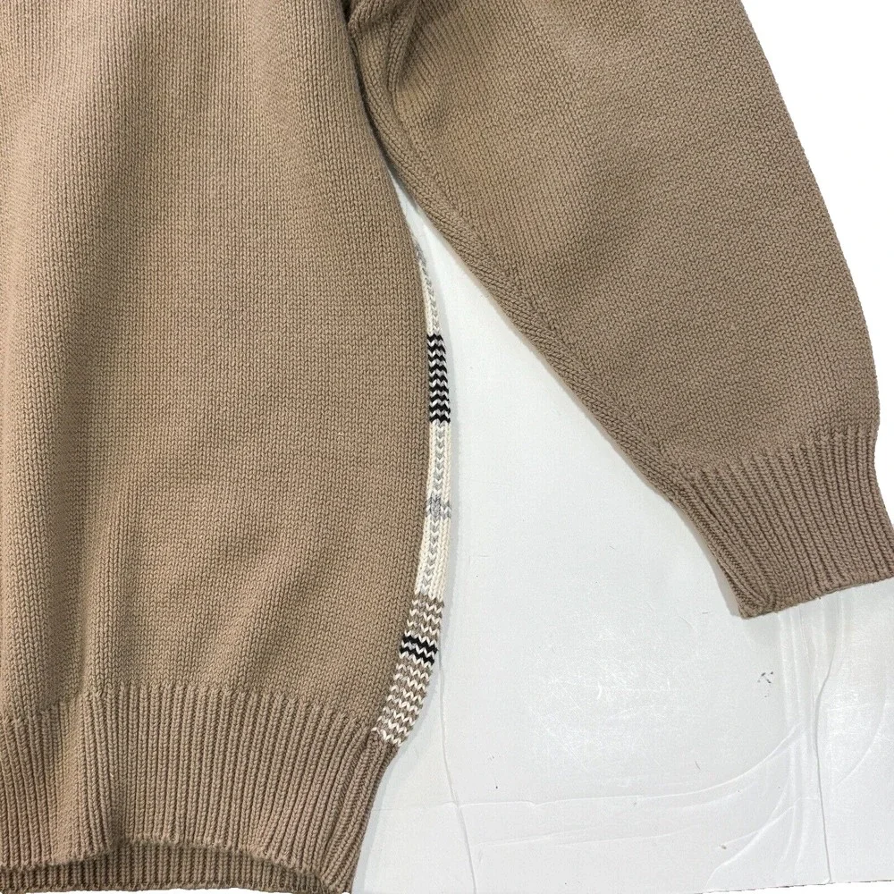 JOHN ASHFORD GOLF Men's Crew Neck Sweater Medium‎ Plaid Tan Preppy Golfer